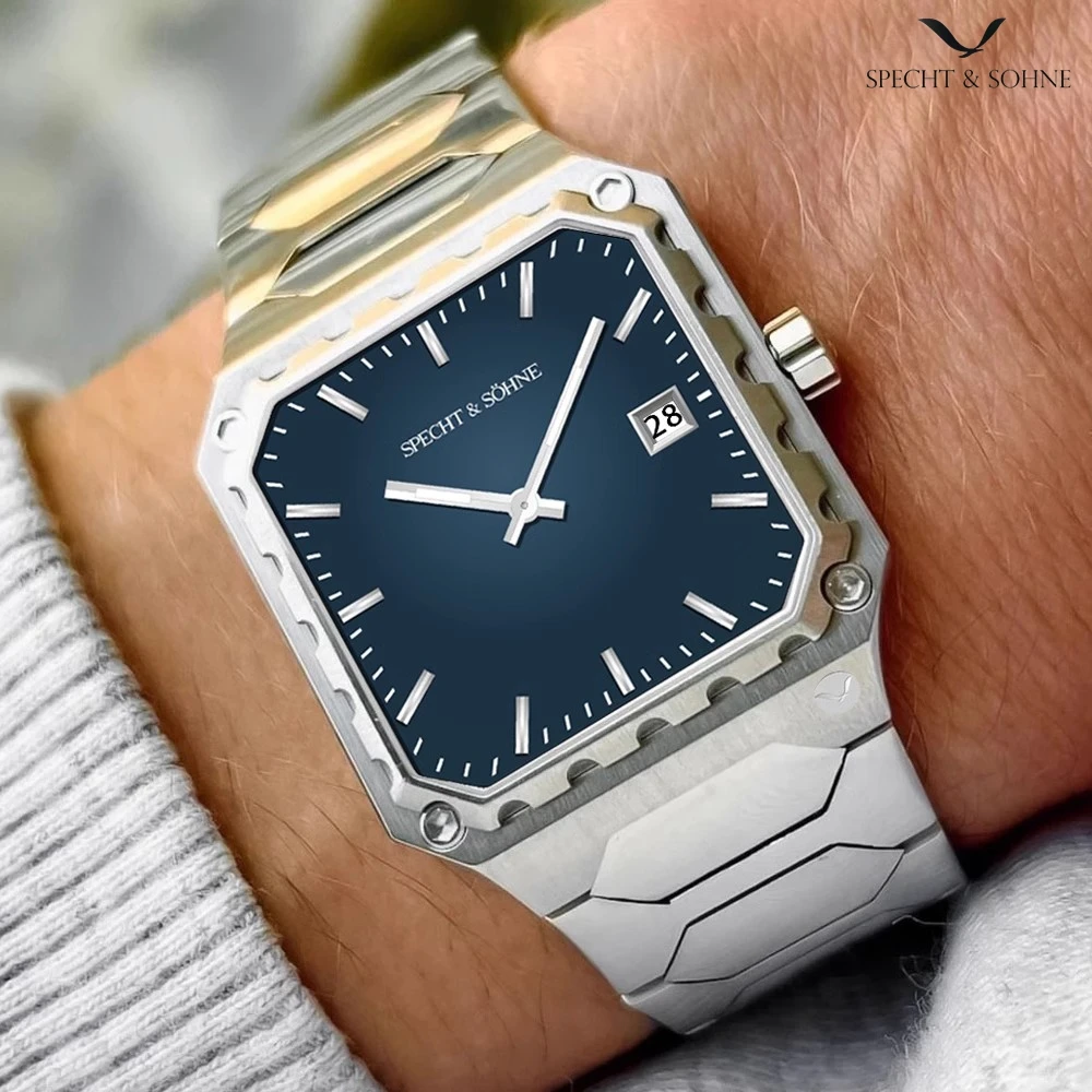 Specht&Söhne New luxury 35MM Men's Business Watch 50M Waterproof Luminous Stainless Steel Exquisite And Novel Rectangular Watch 