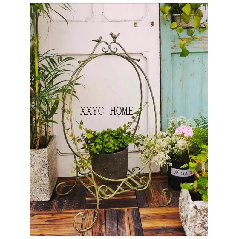 

Balcony Decoration Bird Flower Stand Layout Floor Type Jardiniere Waxplant Chinese Rose Clematis Lattice