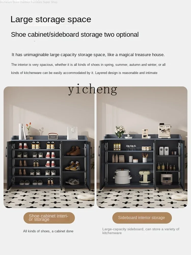 XL aluminum alloy dining side cabinet integrated against the wall New Chinese locker Kitchen rack