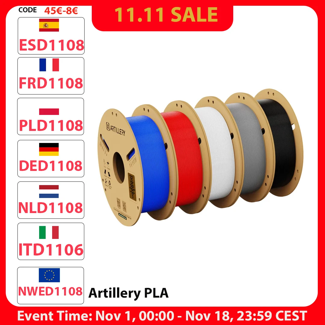Artillery PLA 3D Printing Filament 1.75mm PLA For 3D Printer Standard 1kg/roll 3D Printing Filaments
