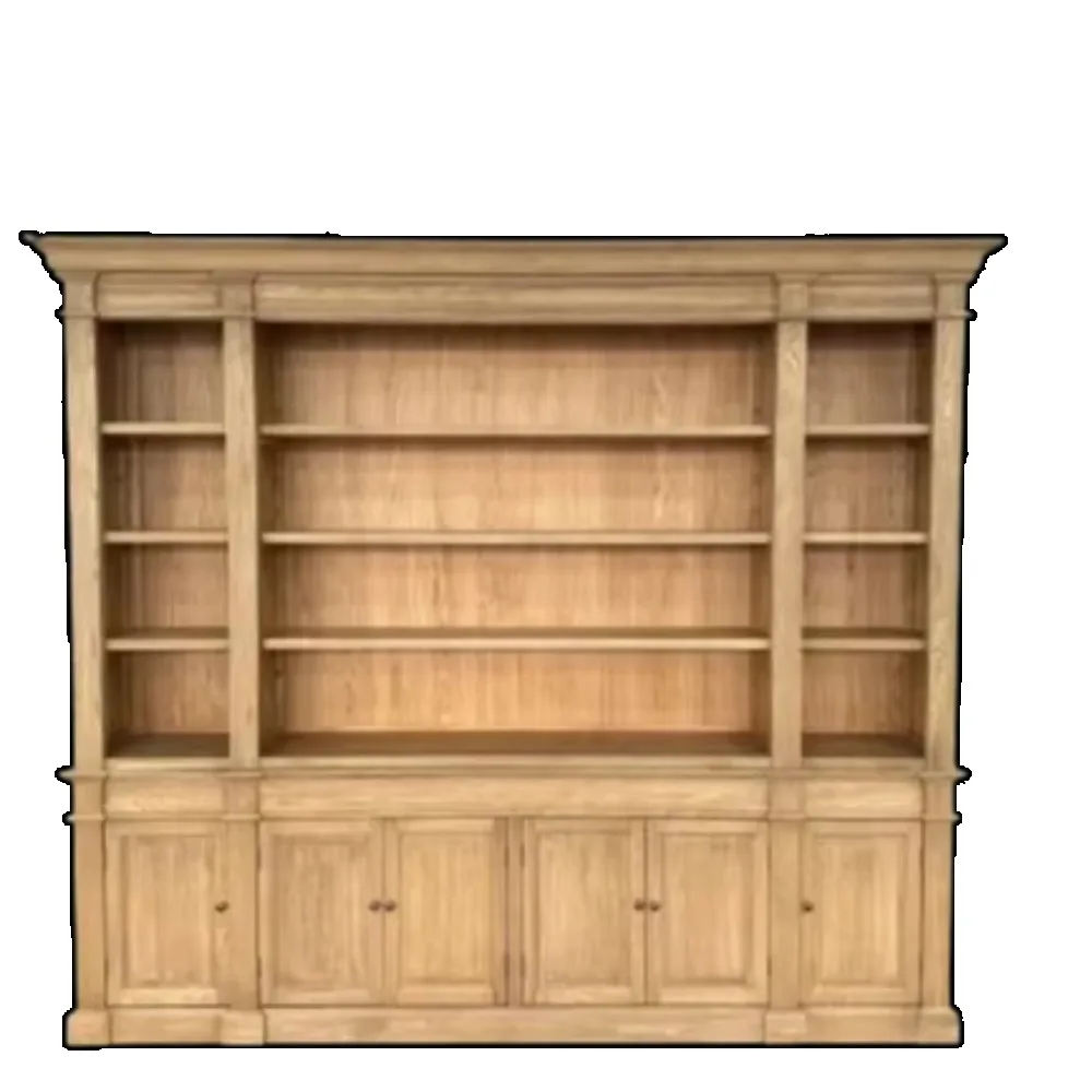 Thrift Library, Full-wall Large Bookshelves, Solid Oak Living Room Bookcase
