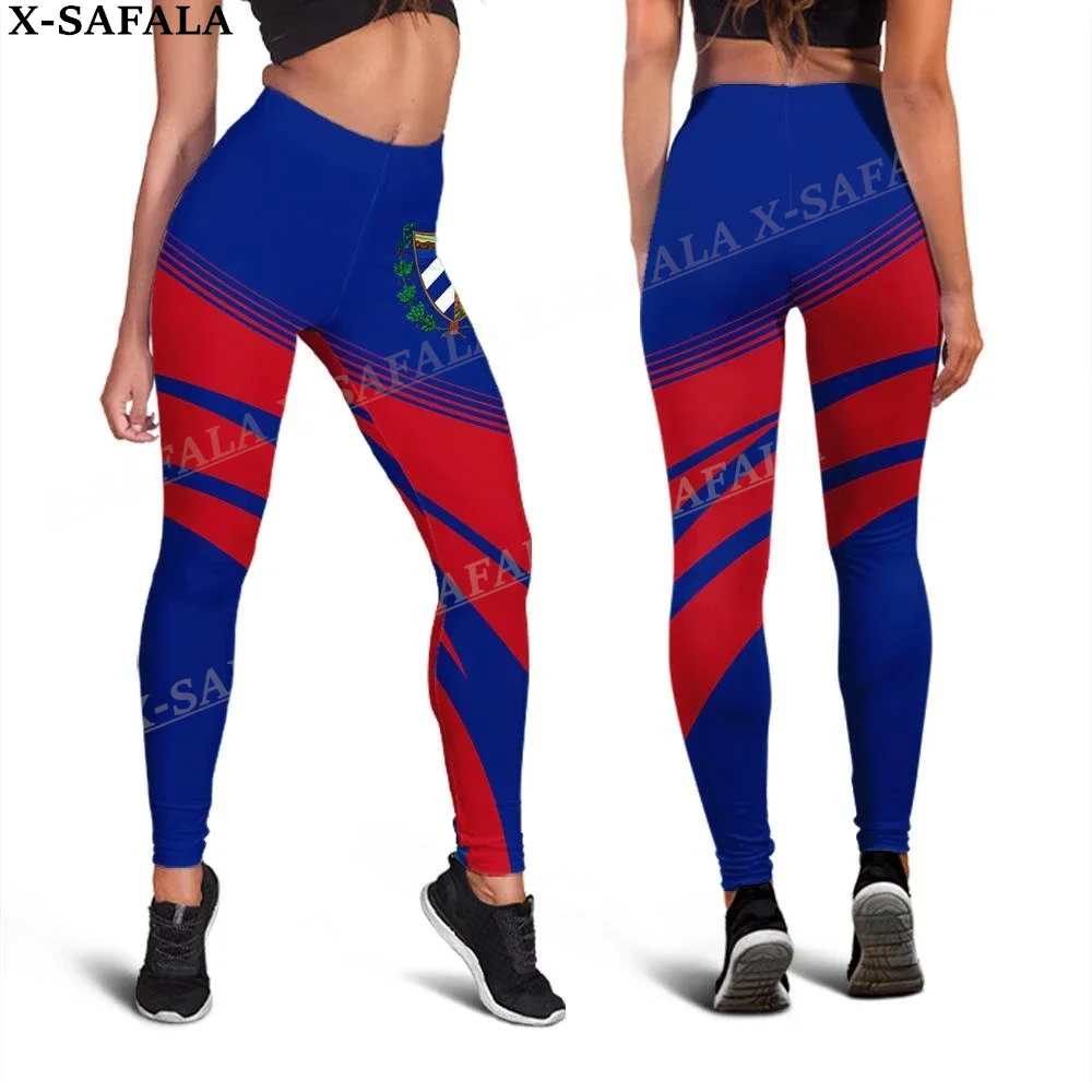 Cuba Coat Of Arms Love Country Leggings 3D Print Women Yoga Girl Stretch GYM Slim High Waist Legging Summer Sports-1