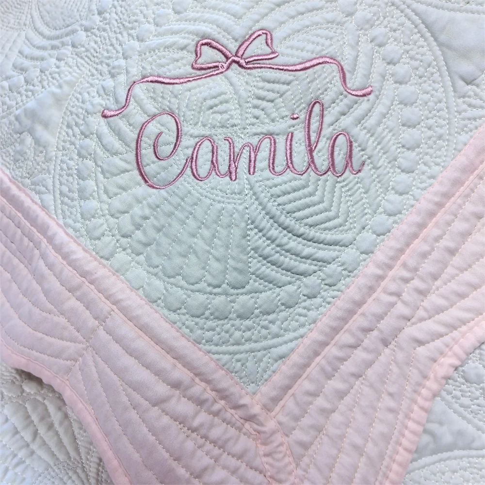 Personalized Name Girls Soft Cotton Blanket Baby Shower Gifts Sleeping Blanket Custom Embroidery Infant Outdoor Stroller Blanket