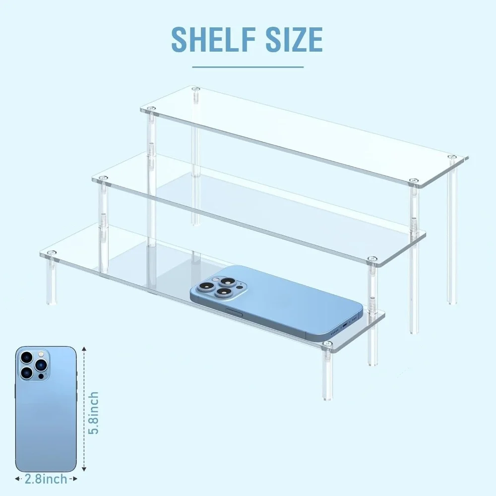 Collectible Display Stand 1 Pack Clear Tiered Riser Multi-level Step Shelf Rack Holder Organizer for Collectibles Perfume