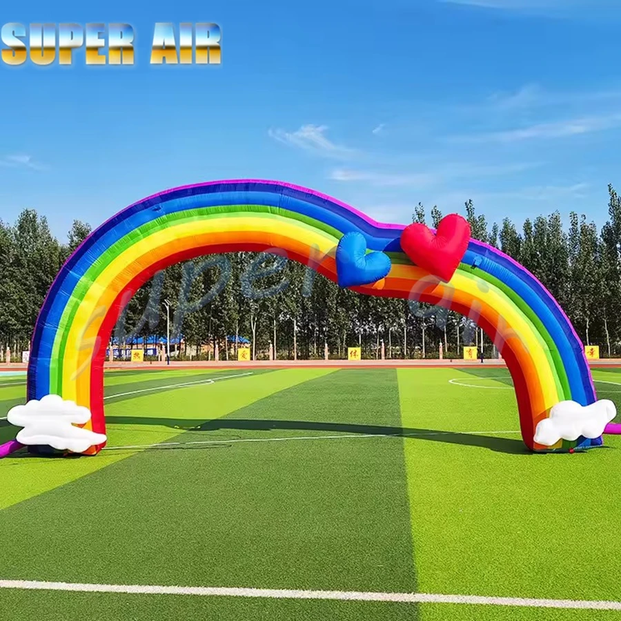 Arco inflable al aire libre vibrante del globo del arco iris para la publicidad, hermoso arco colorido inflable