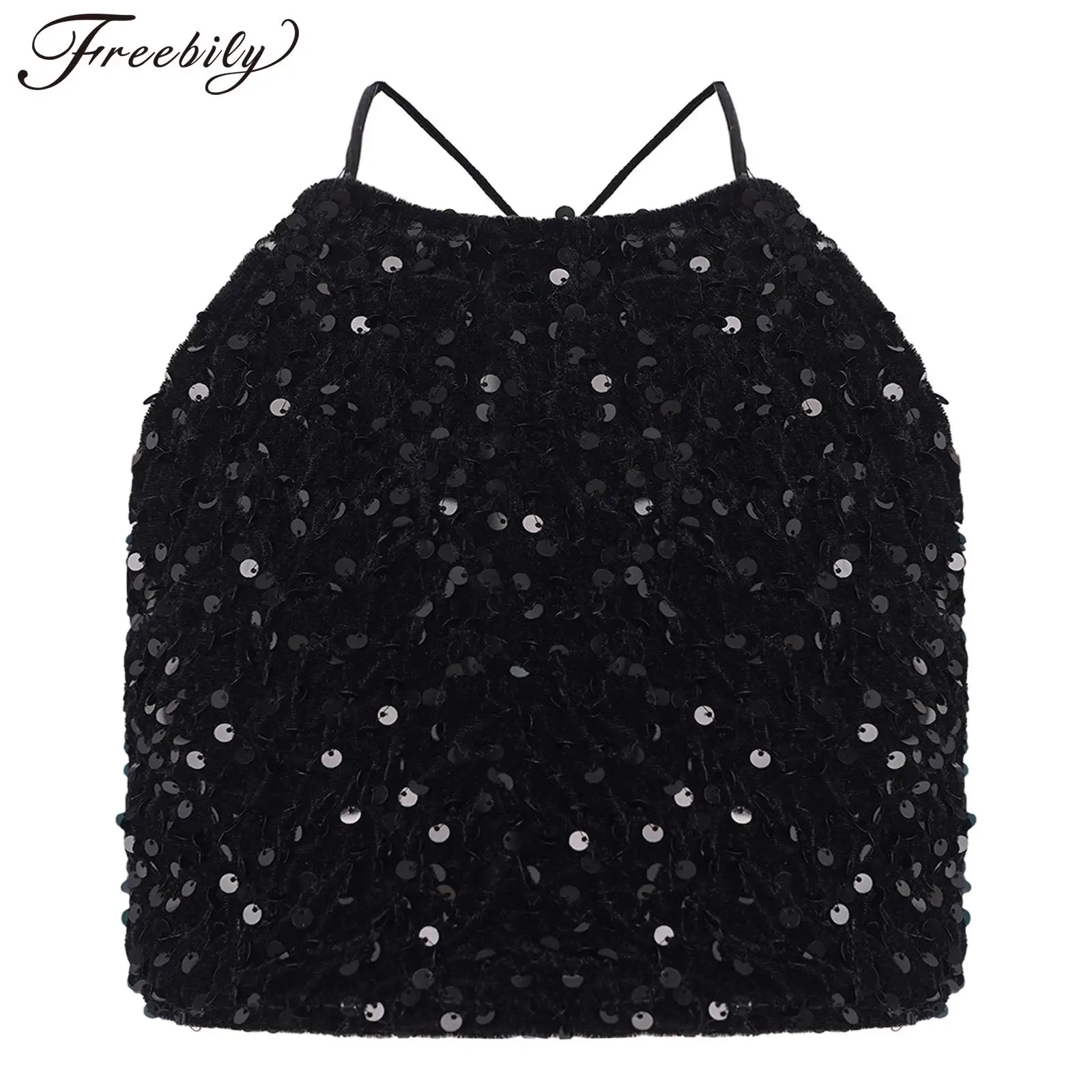 Top Corto de Lentejuelas para Niñas, Estilo Hip Hop, para Danza Jazz, Disfraz de Actuación, Ropa de Baile, Top de Terciopelo, Chaleco, Ropa Disco Infantil