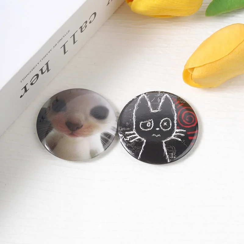 Cute Hat Cat Shark Meow Tinplate Soft Button Pin Cartoon Guitar Cat Monkey Answering The Phone Metal Brooch Lapel Badge Jewelry