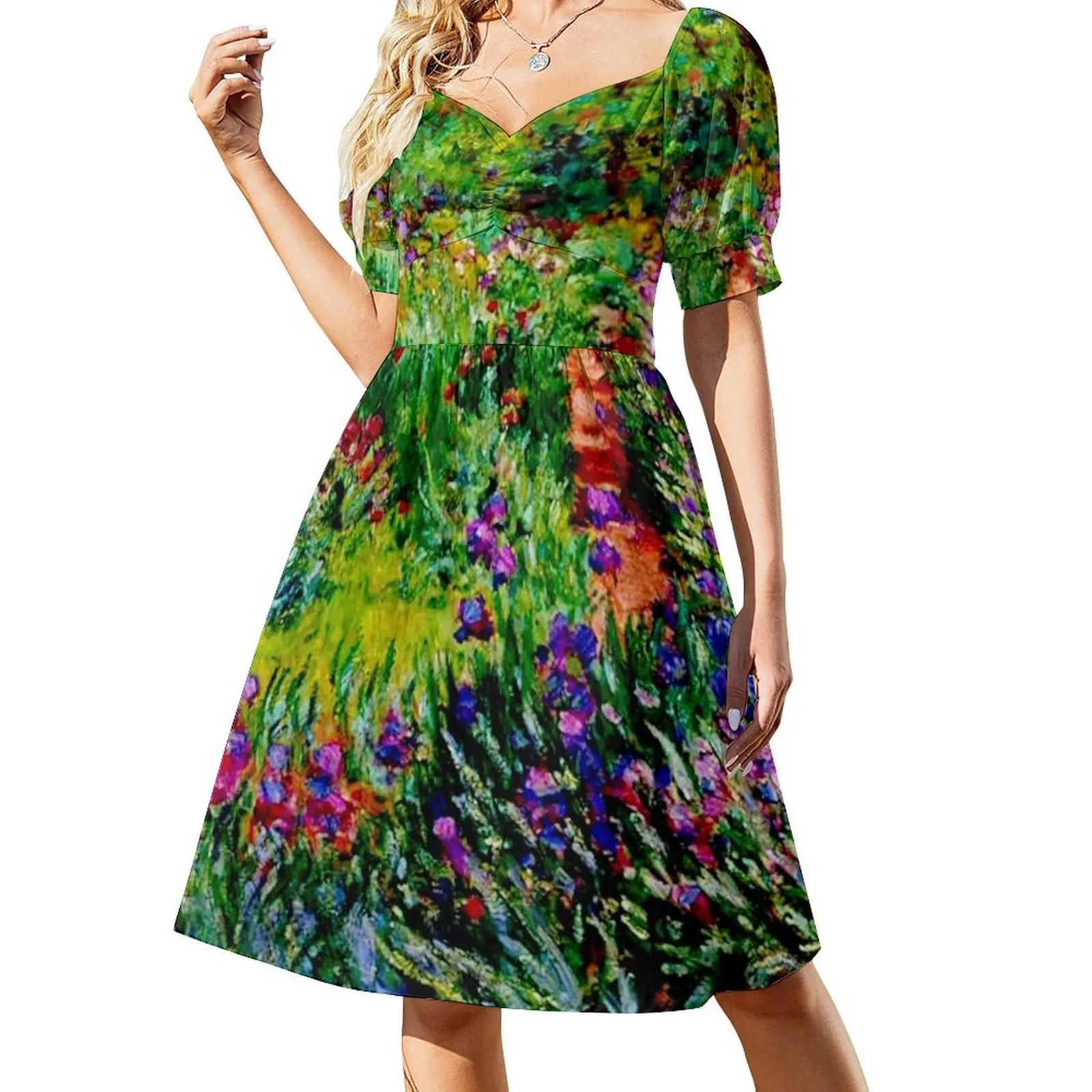 

Claude Monet 'Le Jardin aux Iris à Giverny' - 'The Iris Garden at Giverny' Short Sleeved Dress women's summer dress 2025 Dress