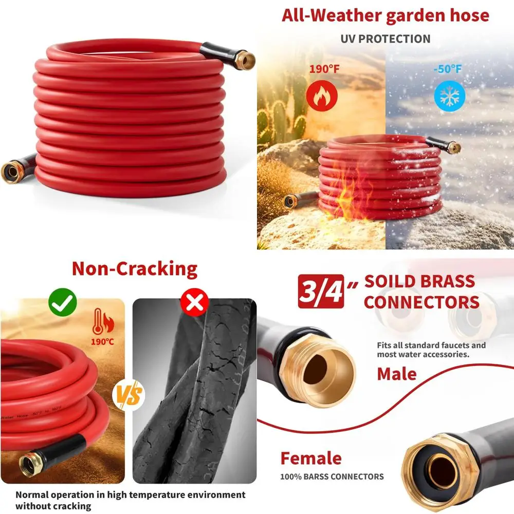

Flexible 75-Foot 5/8-Inch Hot Water Hose with 600 PSI Burst Pressure and Temperature Range from -50°F to 190°F, Upgraded Lightwe