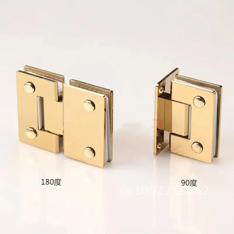 steel gold thickened stainless Bright glass bathroom clip elastic double hinge door