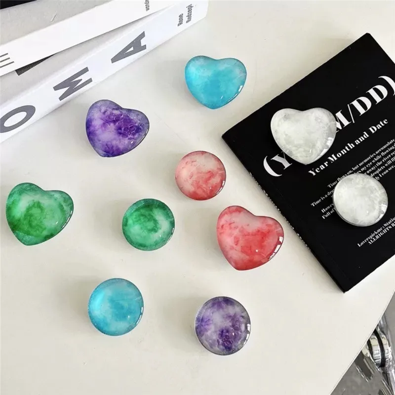 

Glass Love Circle ink wash Mobile Phone Stand Holder Fold Tok Support For IPhone 16 15 Xiaomi Phone Accessories Stand Holder