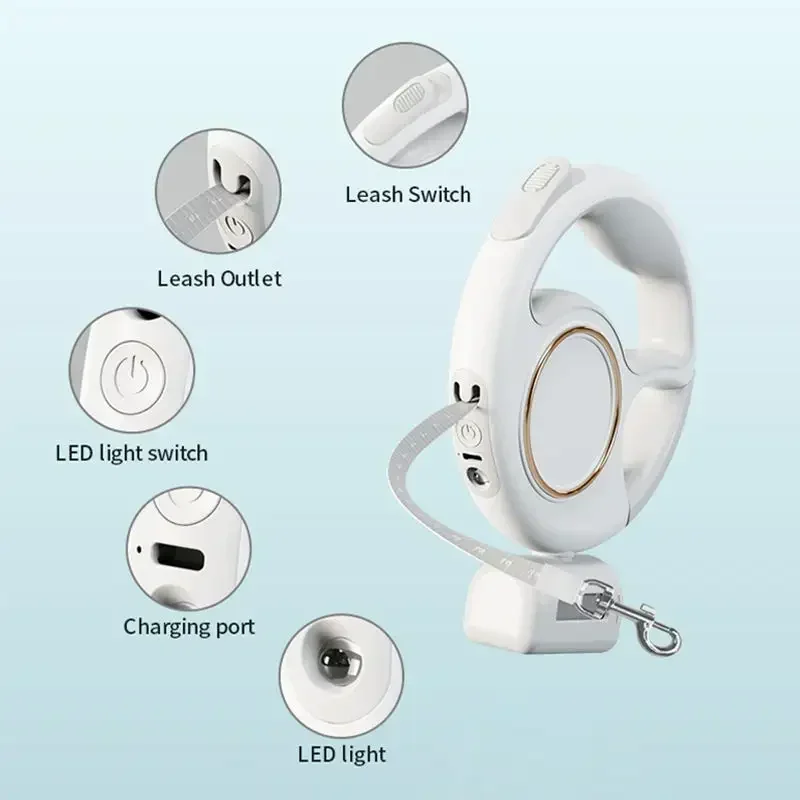 

Поводок-кольцо для животных без рук, автоматический выдвижной тренировочный поводок, выдвижной светодиодный поводок для собак длиной 3 м