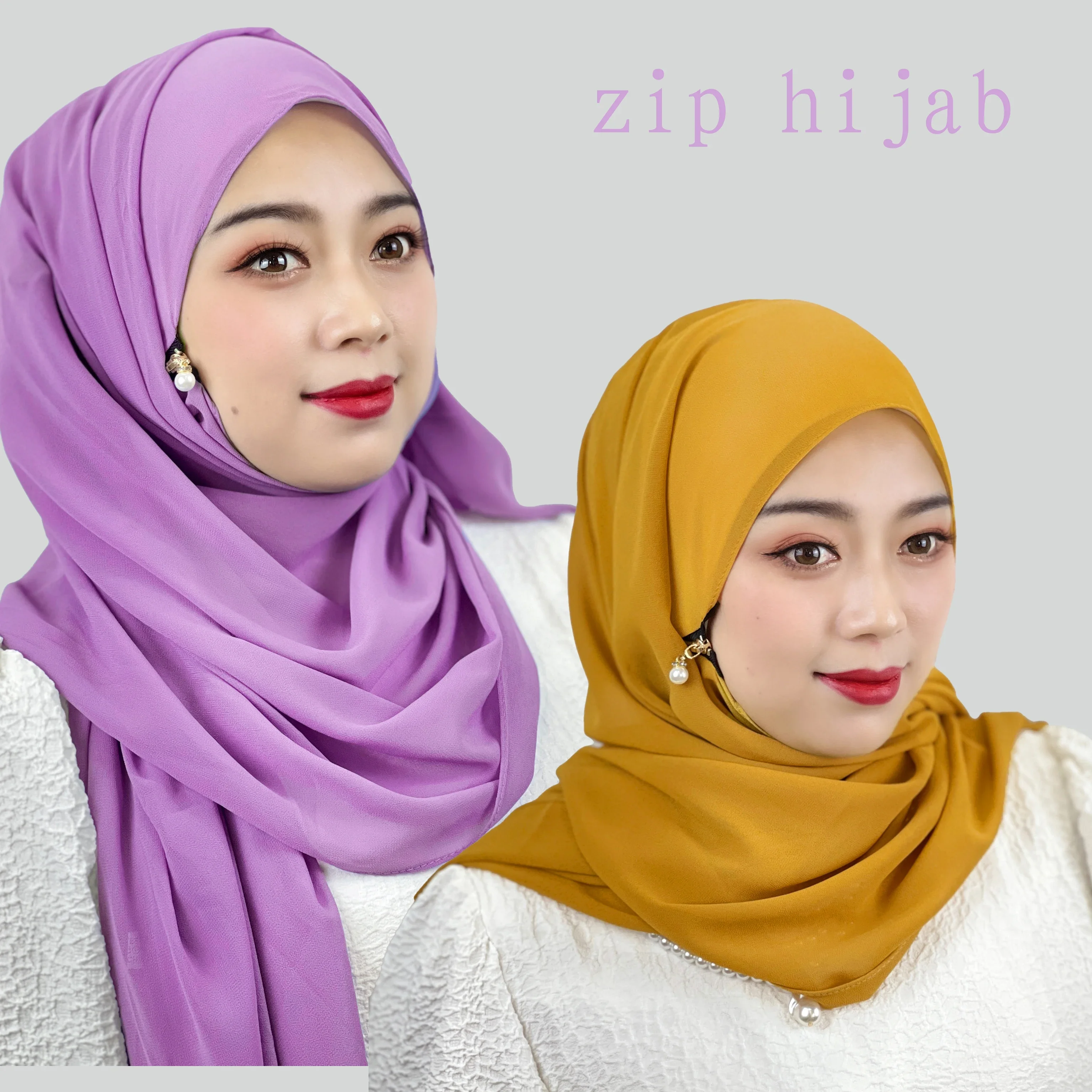 

Summer Fashion Women With Zip Scarf Elegant Sunshade Umbrella Zip Adjustable Headscarf New Warm Pearl Chiffon Silk Headscarf