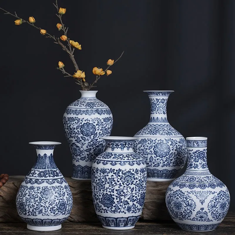 

Ceramic Vases Blue And White Thin Bodied Porcelain Home Classical Antique Shelves Bedroom Living Room Chinese Flower Vase ZF991