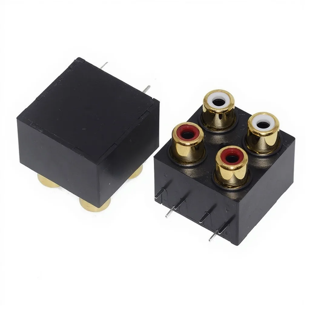 YYT 1PCS AV4-8.4-22 Sealed 4-Port RCA Jack Socket, 6-Pin PCB Mount Audio Video AV Connector