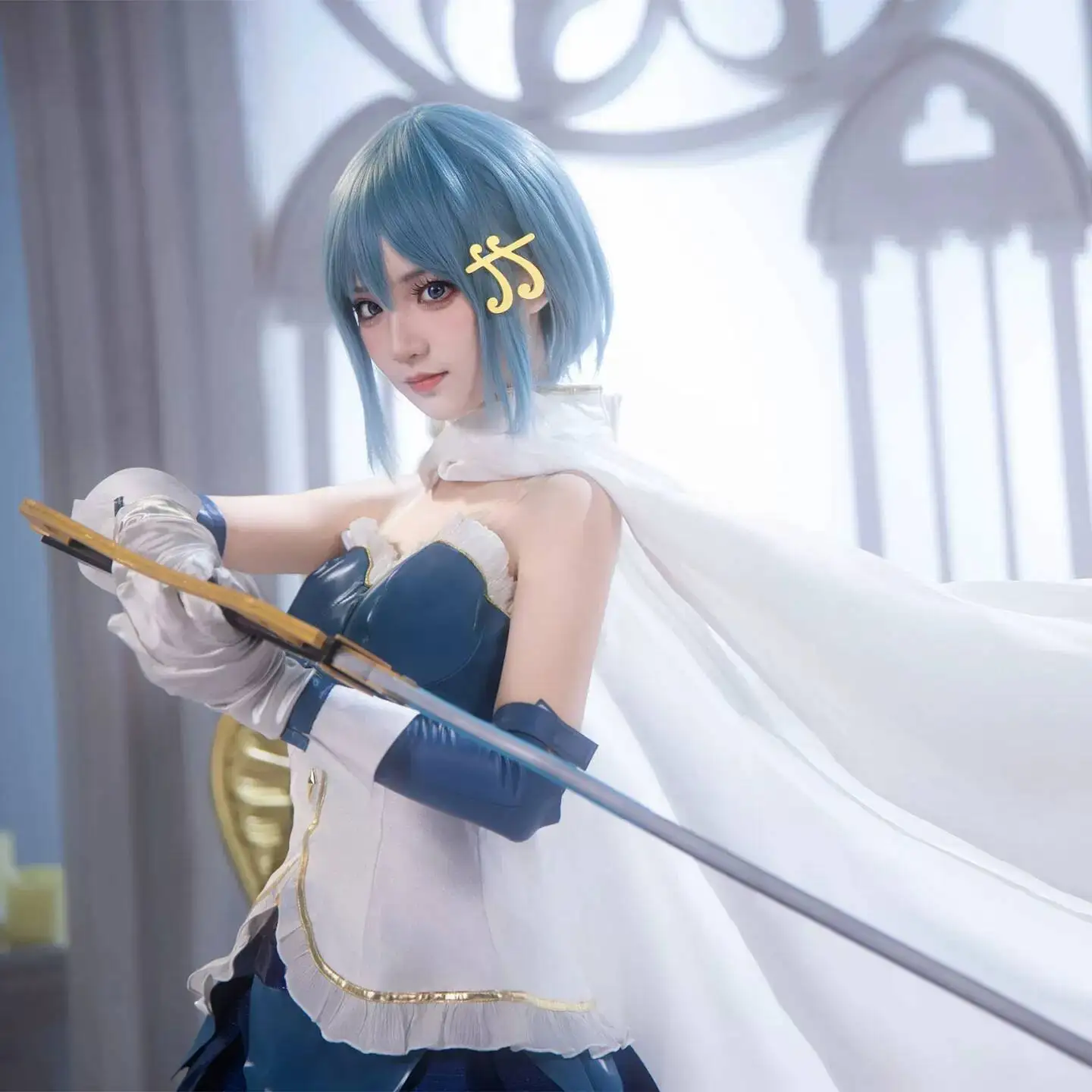 Puella Magi Madoka Magica Sayaka Miki Cosplay Costume Blue White Magical Girl Dress Women Carnival Party Outfit - view 3