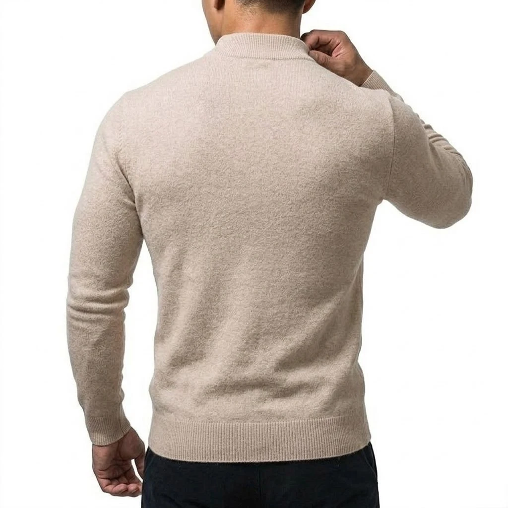 Herbst Herren Strickpullover mit Stehkragen Langarm Casual Pullover Slim Fit Einfarbig Thermo Rollkragenpullover Winterkleidung für Männer – Detail 5