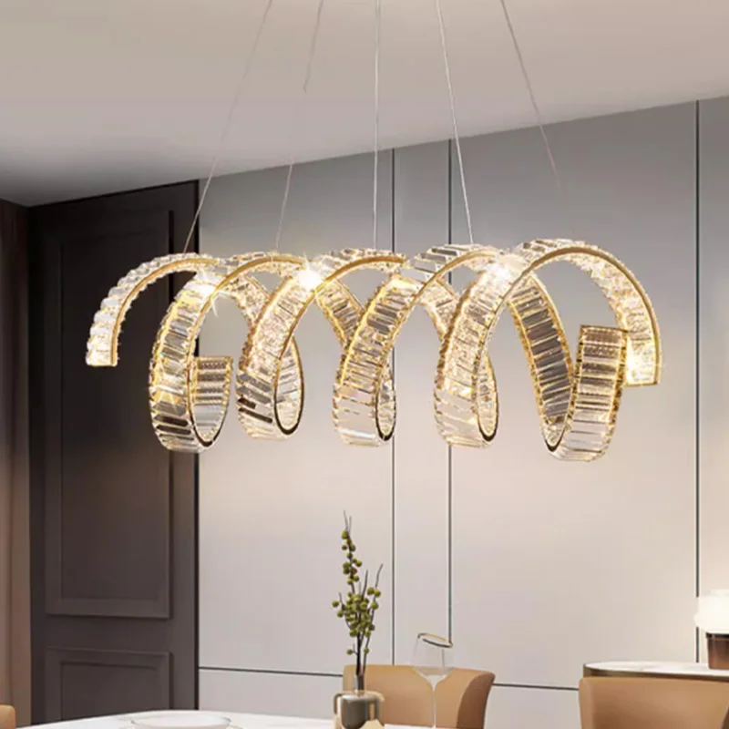 Hanging Chandelier Creative Design Spiral Shaped Living Room Crystal Chandelier Modern Chandelier Lamp Pendant For Dining Room