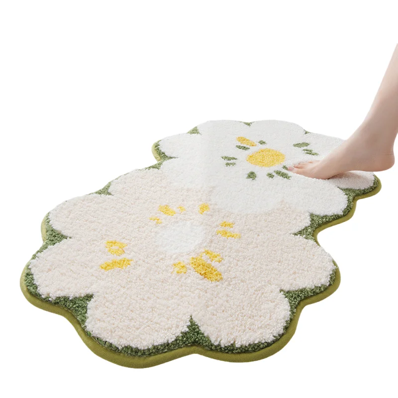 

Inyahome Flower Bathroom Rugs Mat with Soft Superfine Fiber Non Slip Durable Bedroom Mats Machine Washable Door Mats for Bathtub