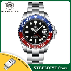 STEELDIVE NH34 Movement 2023 Four Hands G M T STEELDIVE 41MM SD1993 C3 Super Luminous 300M Waterproof Mens Dive Watch Timepiece