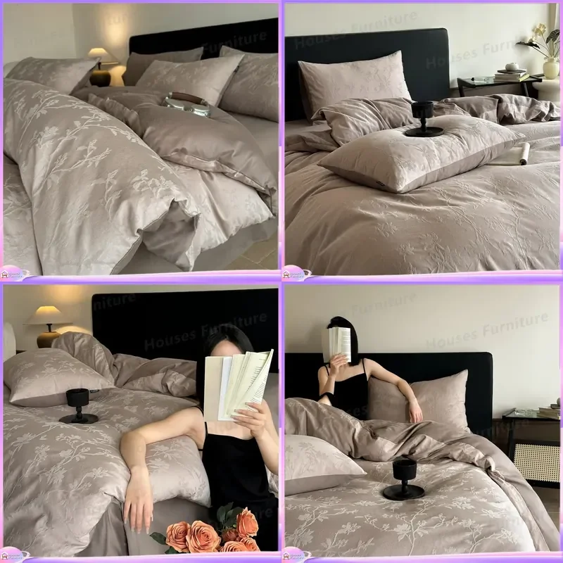 Class A Xinjiang long-staple cotton thick-woven cotton jacquard four-piece set pure cotton light luxury quilt cover bed sheet