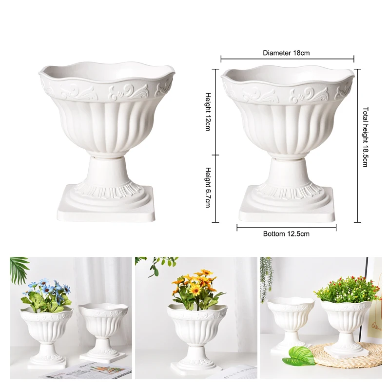 1 stücke Große Outdoor Pflanzer Römischen Säule Blumentopf Pflanztöpfe Balkon Haushalt Weiß Kunststoff Veranda Dekor Blumentopf