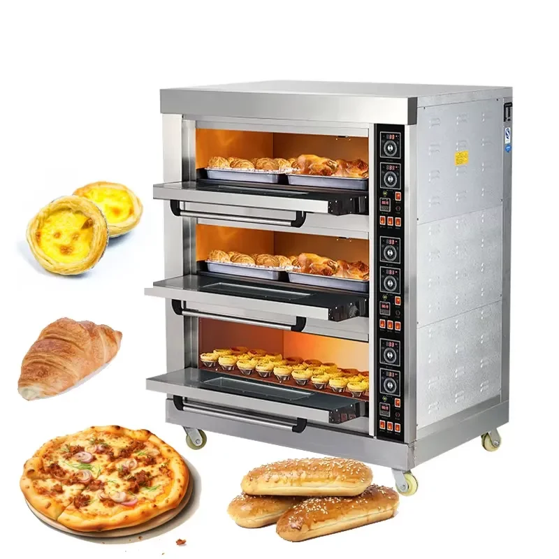 Commercial Large Pizza Oven with Microcomputer Control System New Deck Oven for Baking Bread Pizza for Nuts Corn Ingredients