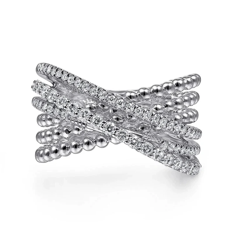 European and American Hip-hop Style Rolling Edge Zircon Ring Geometric Lines Wrapped Around the Ring for Women KOFSAC