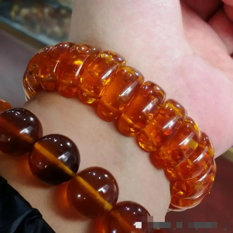 Natural Amber Flower Bracelet Men Women Healing Gemstone Fine Jewelry 100% Natural Baltic Floral Amber Bracelets Wide Bangles