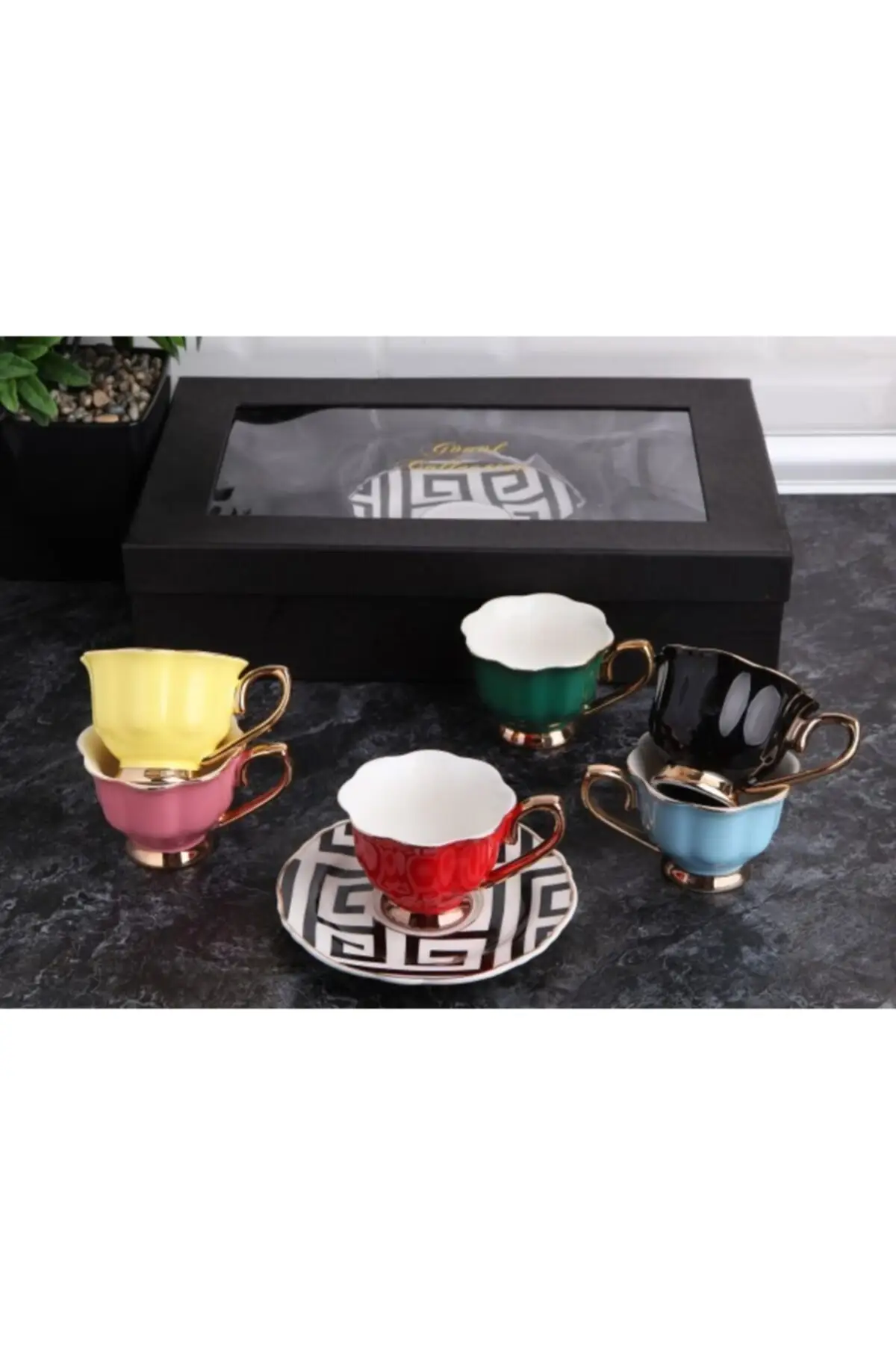 Luxury Colorful modern Model 6 Personality Porcelain Coffee Cup Pad