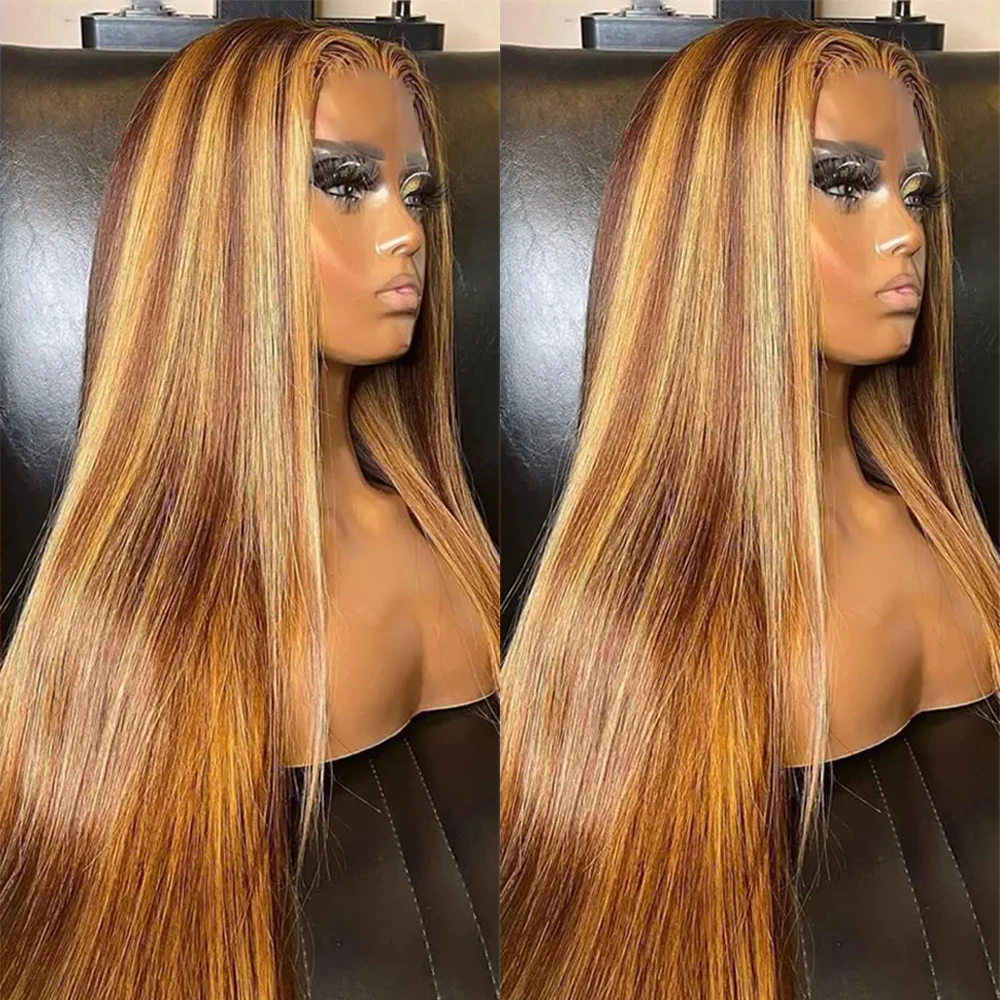 

Highlight Wig Human Hair Ombre HD Lace Wig 13x6 Human Hair Deep Wave Frontal Wig Brazilian 13x4 Bone Straight Wigs For Women