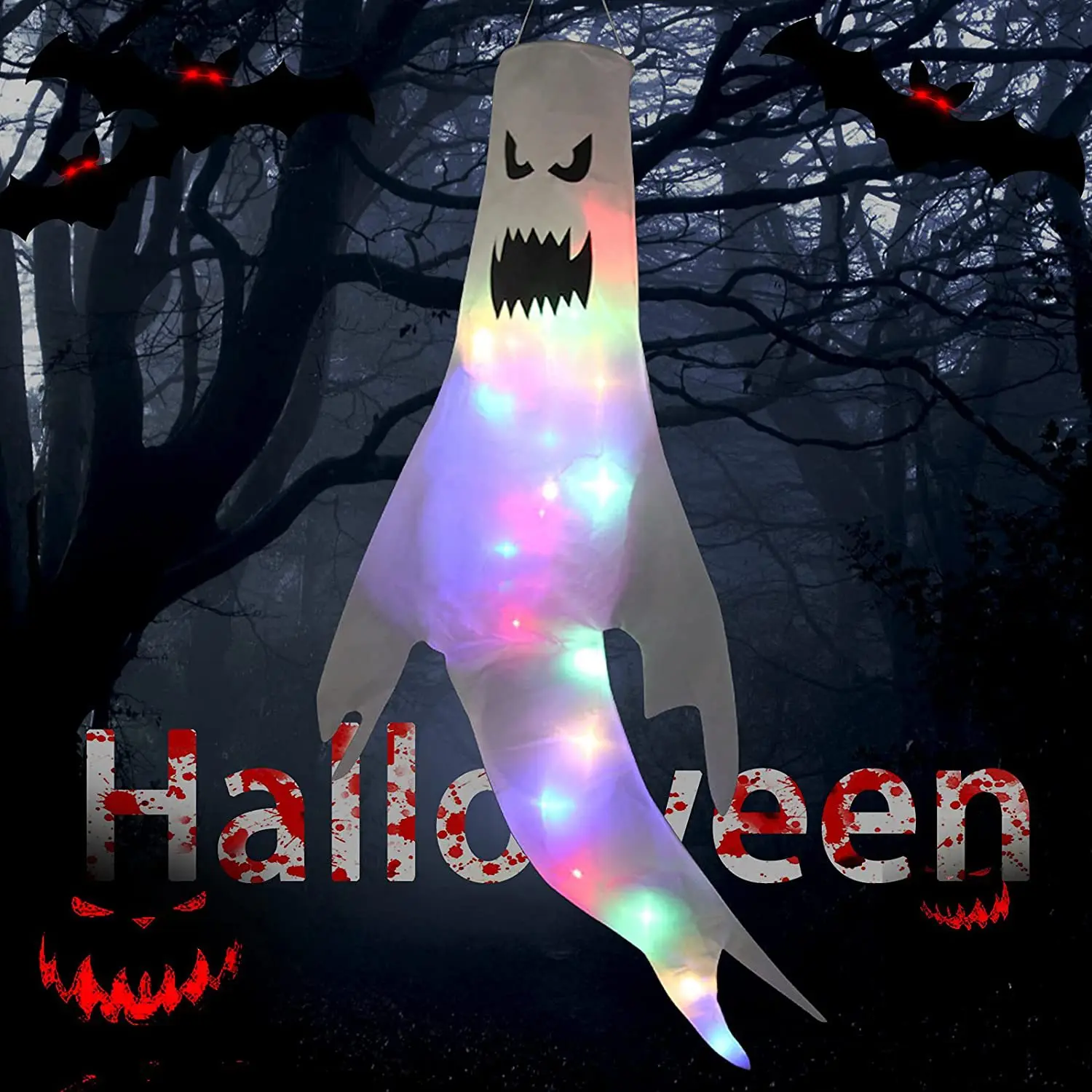 Luminous Ghost Windpipe Decor Halloween Floating Decor Horror Festival Venue Scary Party Props Decoration  야외등