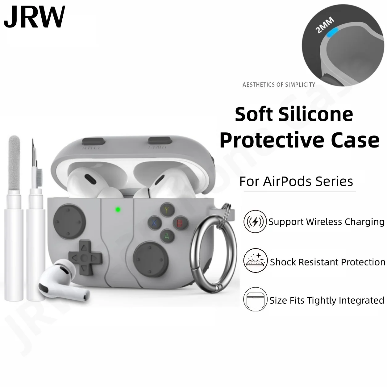 Protective Case for AirPods Pro 3//Pro 2/Pro/4 Game Console Design with Cleaner Kit & Keychain For AirPods Pro 3/For AirPods 4
