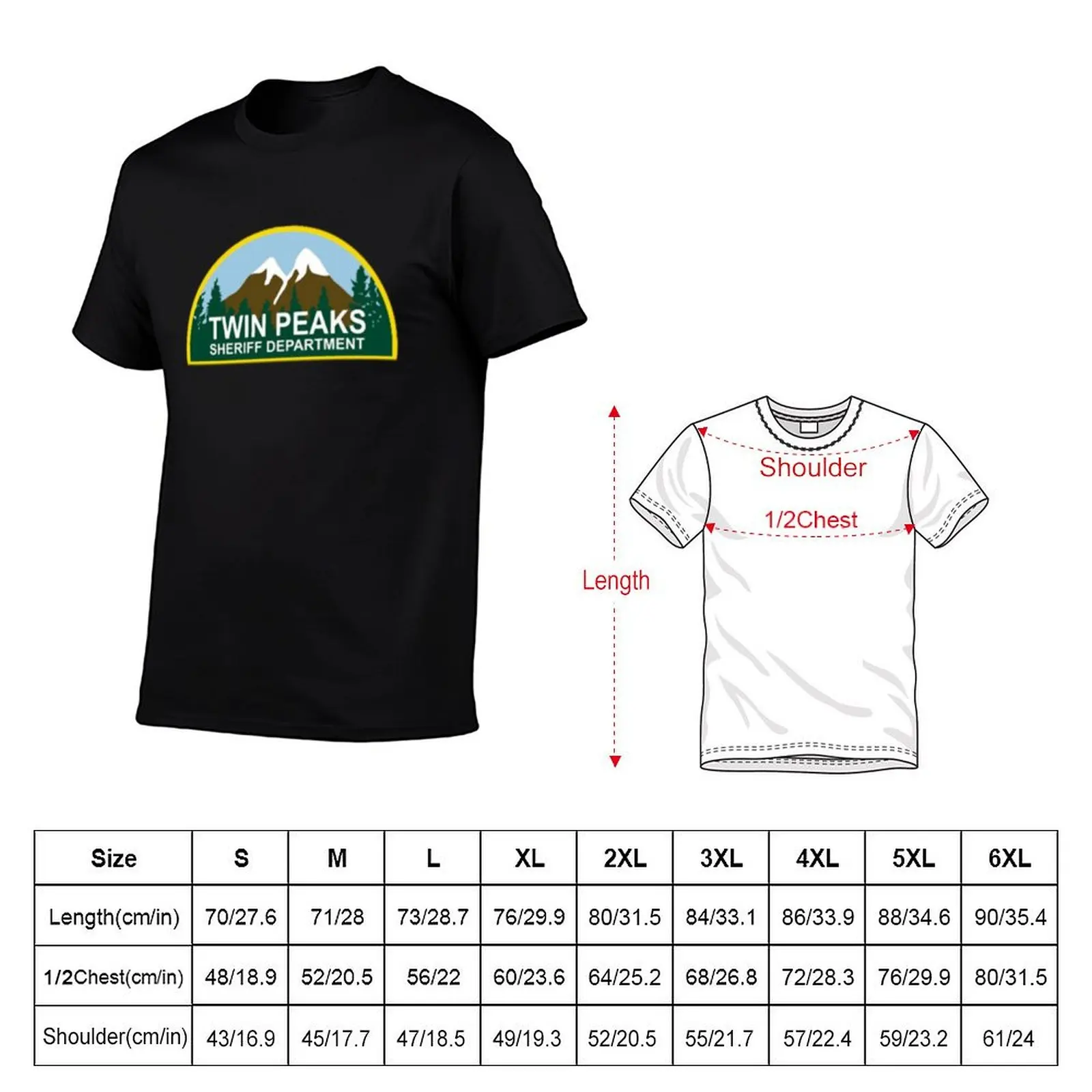 Twin Peaks Sheriff Department Mountain And Forest Color Pocket Logo T-Shirt Lightweight Gym Training T-Shirt