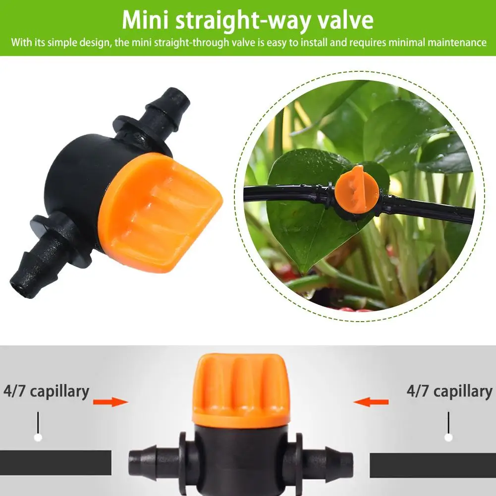 20PCS Drip Irrigation Valve 4/7MM Drip Irrigation Switch, 4MM PVC Pipe Drip Irrigation Mini Valve For Greenhouse Garden Law D9R1