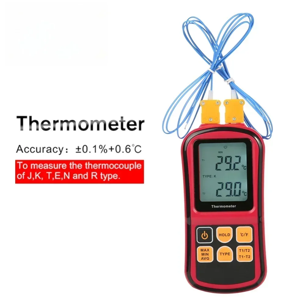 Digital Thermocouple Thermometer GM1312 Dual Channel Display Device For Precise J K T E R S N Type Temperature Monitoring