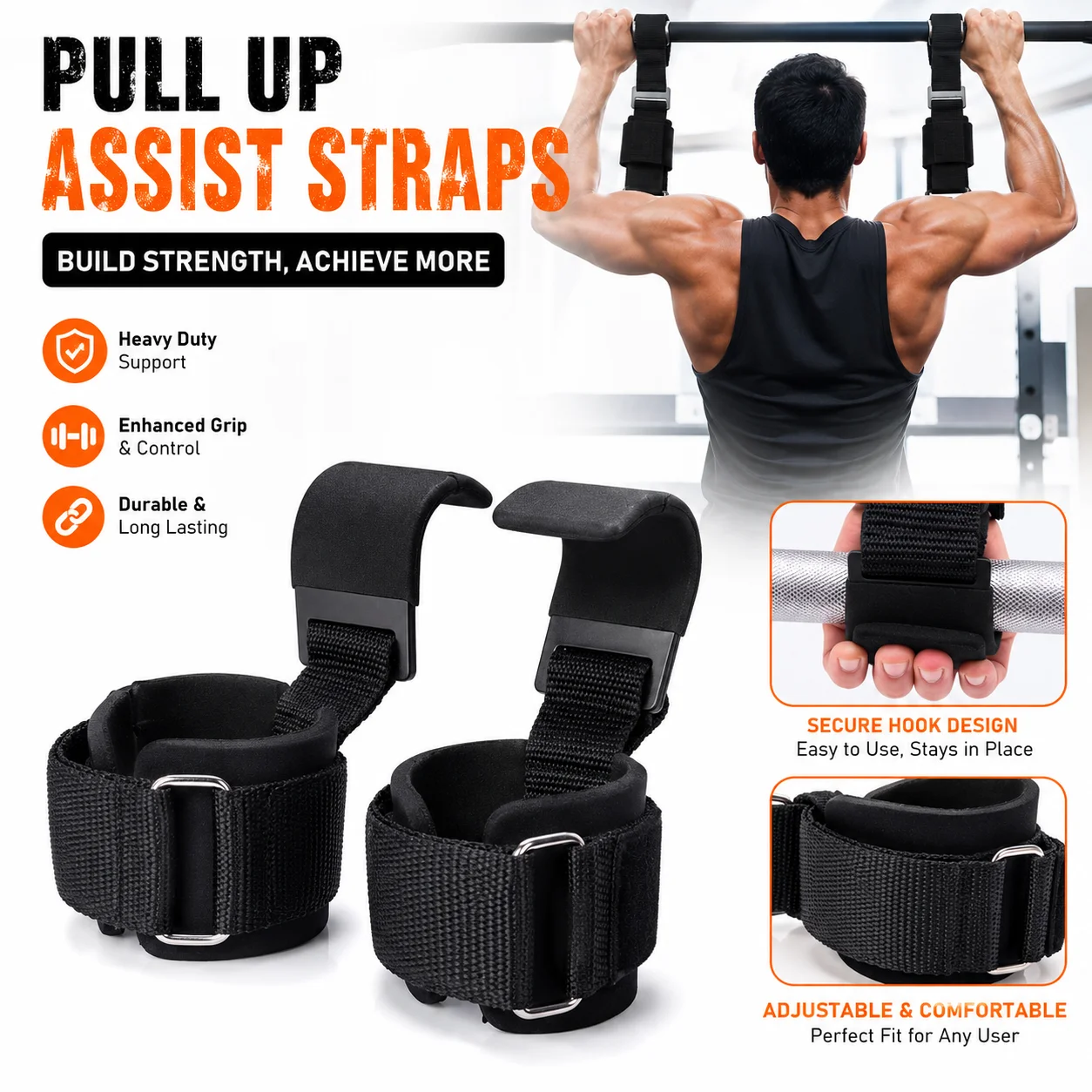 Lifting Straps Wrist - Weight Lifting Hook Grips Wrist Wraps