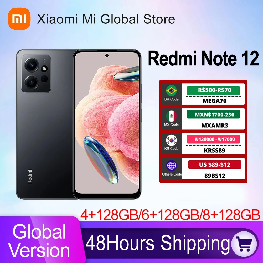 Xiaomi-Smartphone Redmi Note 12, versión Global, 120Hz, AMOLED, Snapdragon®Cámara de 50MP de carga rápida 685, 33W, batería de 5000mAh