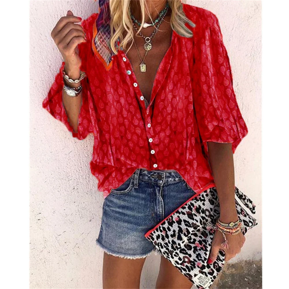 Fashion Casual Half Sleeve Plaid Print Loose Shirts Women High Street Blouses Tops Ladies Elegant Vintage Streetwear Tunic Shirt