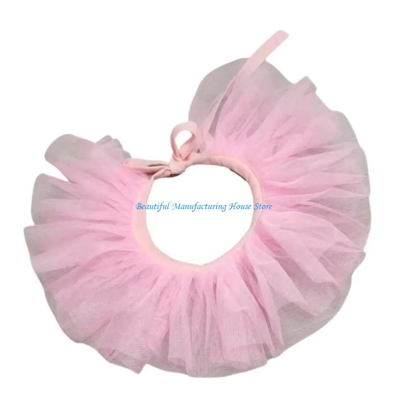 E56A Clown Cosplay Choker Victorian Styles Layered Ruffled Mesh Faux Collar Shawl Tulle Neck Ruff for Kids Girls Neckwear