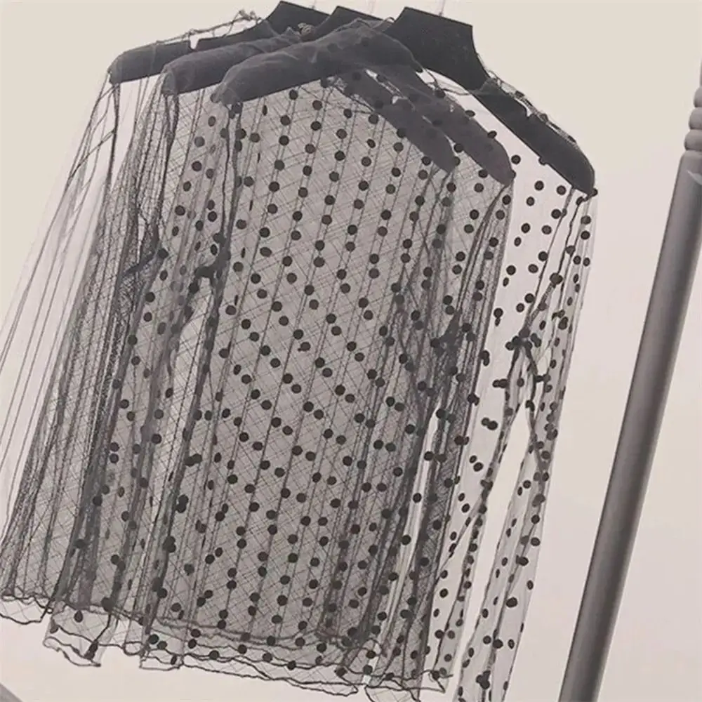 Fashion See-Through Lace T Shirt Long Sleeve Turtleneck Mesh Ladies Tops Floral Sheer Black Transparent T-shirt Undershirt