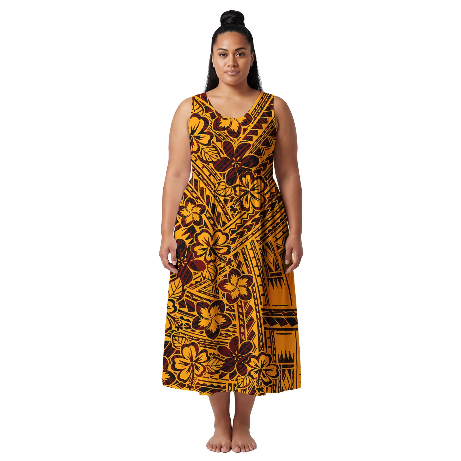 Custom Plus Size Clothes Polynesian Ethnic Style Maxi Skirts Creativity Design Lady Aloha Dresses Tribal Samoan Dress for Women view 4