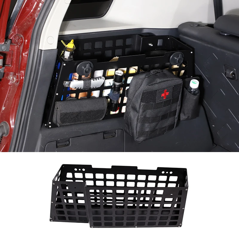 Aluminum Alloy Black Car Trunk Storage Basket Organize Storage Box For Toyota FJ Cruiser 2007-2021 Interior Accessories