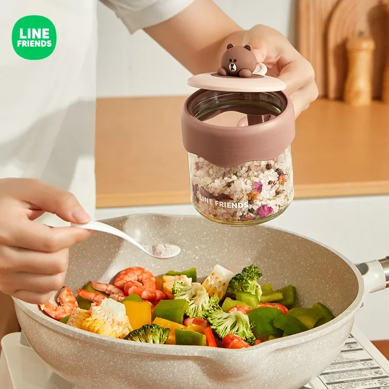 Line Friends Kitchen Supplies Brown Flip-top Sealed Seasoning Jar Household Combination Set Storage Moisture-proof Seasoning Box