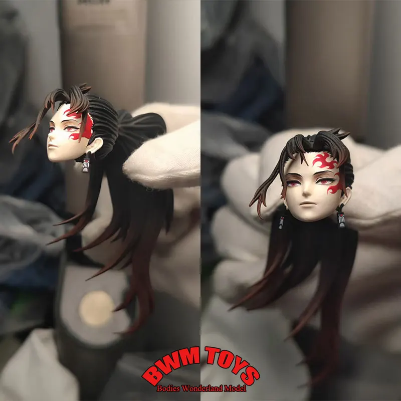 Handmade DIY 1/12 Male Soldier Tsugikuni Yoriichi Head Sculpt Warring States Warriors Head For 6inch romankey Action Figure Doll