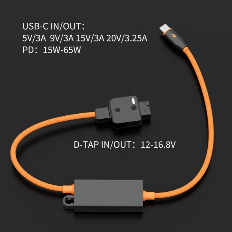 【인기 판매!】DT-PD 20 V-마운트 충전기 브레이드 케이블 D-Tap - USB-C PD 카메라 및 휴대폰용 고속 충전