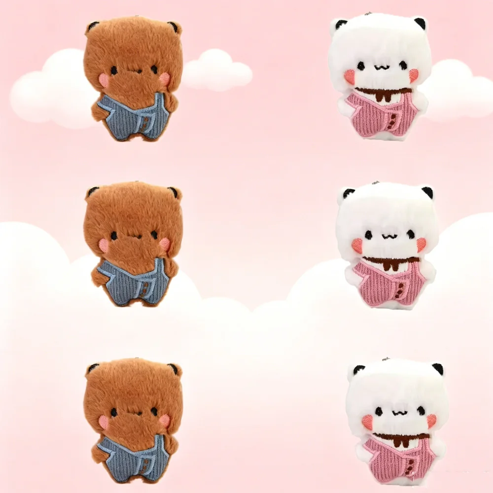 1/2Pcs Neue Panda Bubu und Yier Plüsch Anhänger Schlüsselbund Puppen Niedlichen Cartoon Panda Bär Schlüssel Ring Rucksack anhänger Paar Geschenke
