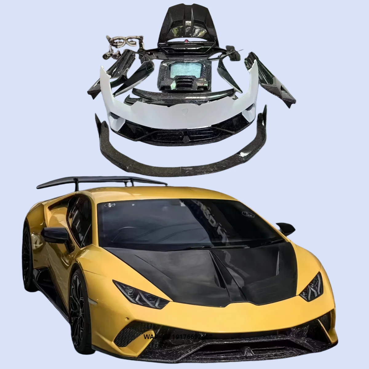 Evo Track Style Body Kit With Exhautst forLamborghini Huracan LP610 LP580 Half Carbon Fiber Bumper