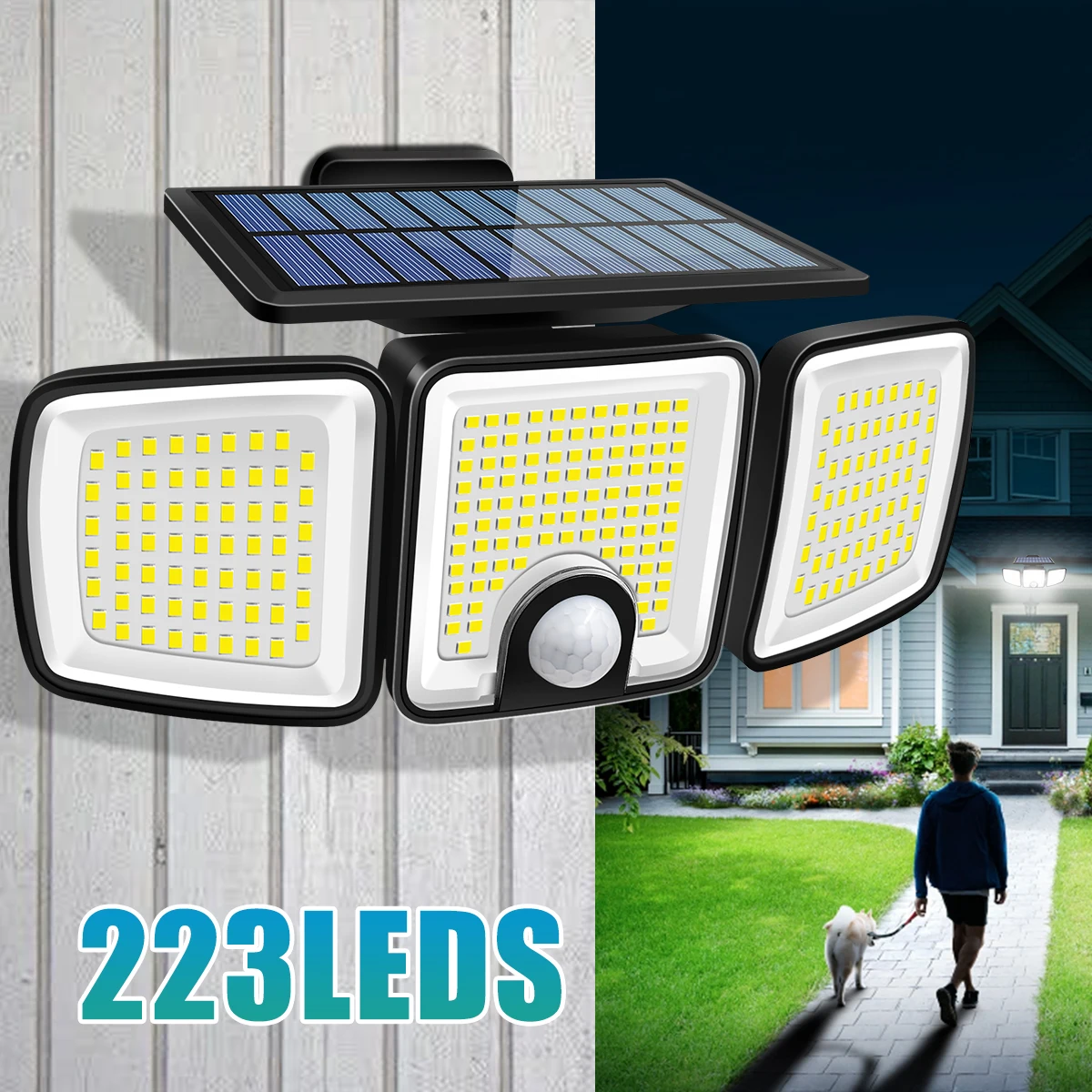 

Nice 3000LM Solar Light With Dual PIR Motion Detector 3 Lighting Modes 270° Illumination IP65 Waterproof Security Garde Flood Li