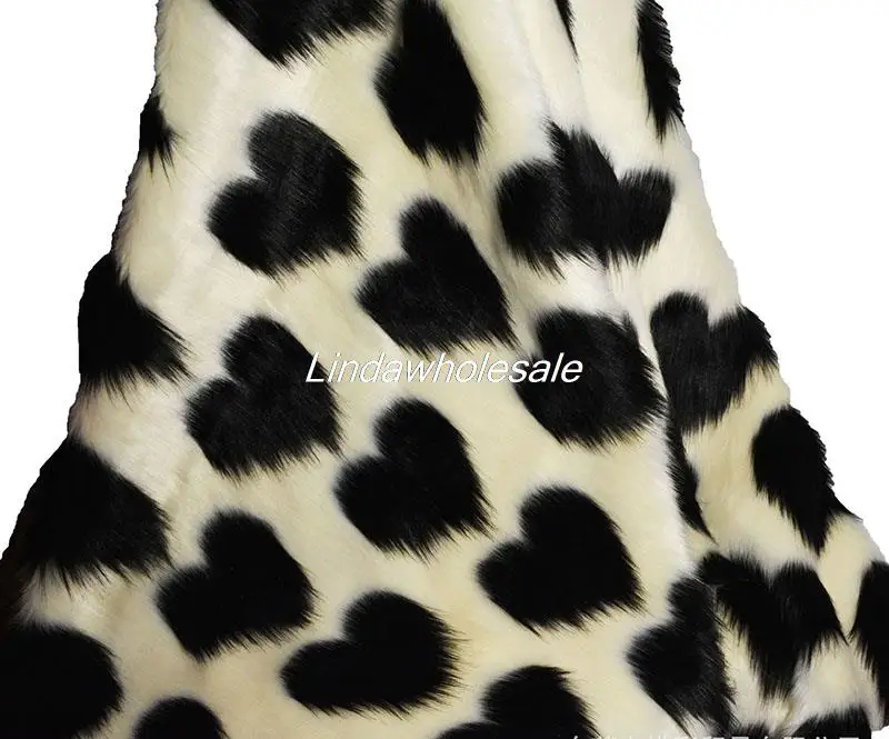 Faux fur fabric,jacquard heart-shaped plush,Clothes,toys decoration materials,felt cloth,sewing accessories